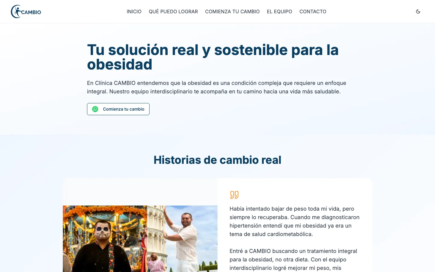 Clínica CAMBIO website homepage preview